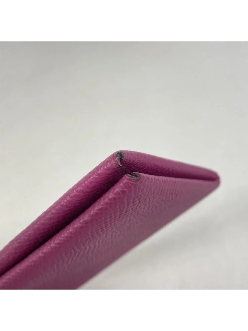 Hermes Card Case Calvi Veau Epsom Rose Purple Silver